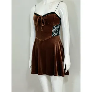 Urban Outfitters Brown Velvet Lace Corset Sleep Dress Fairycore Whimsigoth S thumbnail 2