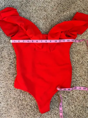 Red Ruffle Bodysuit thumbnail 6