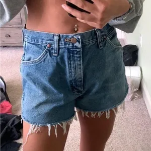Wrangler Blue Frayed Jean Shorts thumbnail 1