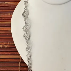 Lia Sophia Silver-Tone Multi Strand Filigree Link Necklace 36”-39” thumbnail 2