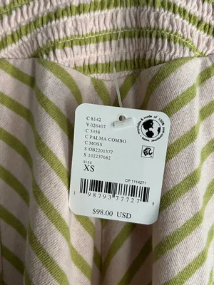 Free People Free-est Cecelia Midi Dress Striped Green Pink XS NWT Cotton thumbnail 8