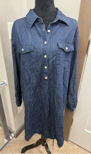 Universal Threads Jean Denim Popover Dress Mid Length Blue Conservative Cotton M thumbnail 1
