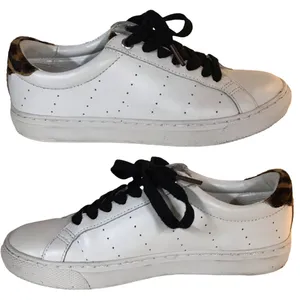J. Crew "Saturday Sneakers" White Leather & Animal Print Accent Sneakers (6.5) thumbnail 5