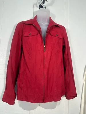 Amber Sun Red Zip Front Jacket Size Medium EUC thumbnail 1