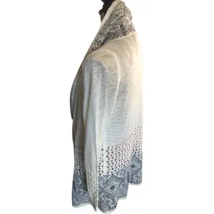 P.O.O.F! Women's Cardigan Sweater, Size L White Gray thumbnail 4