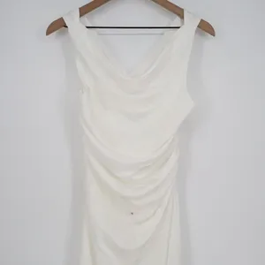 Lulus Effortlessly Sensational Maxi Dress Womens L White Satin Backless Back Zip thumbnail 4