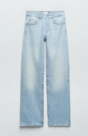 Zara NWT TRF Pearl Wide Leg Jeans thumbnail 1