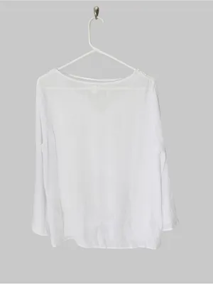 SPENSE Eyelet Lace Accent Tie Front Top White Size L thumbnail 6