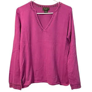 Eddie‎ Bauer Crochet Neck & Sleeve Long Sleeve Women’s Size Medium Cabincore thumbnail 1