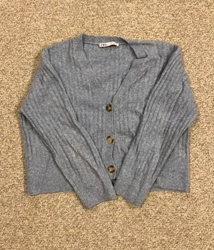 Blue V-Neck Cardigan thumbnail 2