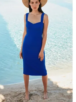 DRESS THE POPULATION Nicole Cocktail Blue Dress‎ Sz L thumbnail 3