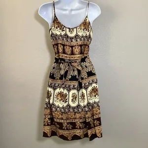 Earthy Elephant Artsy Bohemian Boho Chic Lightweight Casual Summer‎ Slip Dress M thumbnail 5