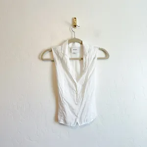 Reformation | Kady Collared Button Front Tank Top in White | Size 4 thumbnail 3