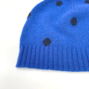 Talbots Cashmere Polka Dot Beanie Hat OS Blue Soft Warm Cozy Preppy Indie Winter thumbnail 4