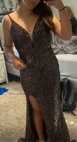 Sequin Prom Dress Black Size M thumbnail 4