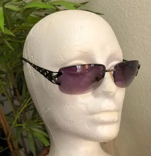 Unisex 90s Retro Black and purple vintage square sunglasses edgy grunge goth vibe thumbnail 1