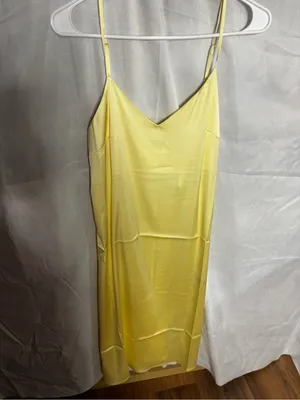 Light Yellow Satin Slip Dress - Unbranded thumbnail 5