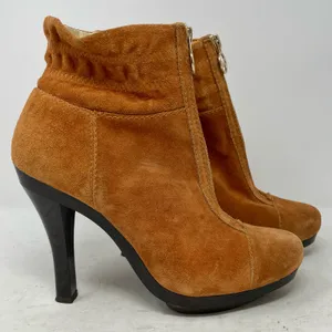 Michael Kors Brown Suede Heeled Zip Booties Size 7.5 thumbnail 3