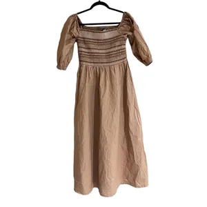 Old Navy NEW Fit & Flare Off-The-Shoulder Puff-Sleeve Smocked Cotton-Poplin Midi Dress thumbnail 5