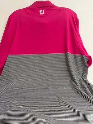 FootJoy Men’s Hot Pink & Black-White Striped Polo thumbnail 4