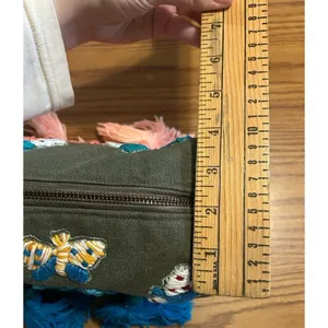 NEW Anthropologie Raj Cotton Canvas Embroidered Butterfly Tassels Green Zip thumbnail 9