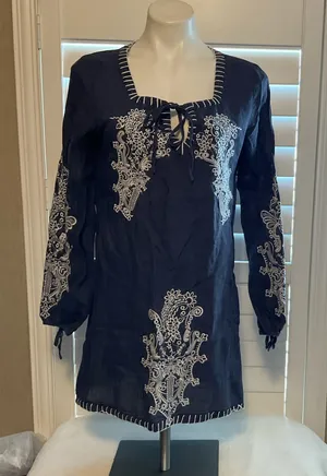 Embroidered Dress Blue Size M thumbnail 1