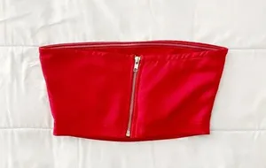 Satin Strapless Bandeau Crop Top NWT thumbnail 5