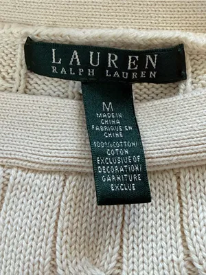 Lauren Ralph Lauren Boat Neck Cotton Cable Knit Sweater Size Medium thumbnail 4