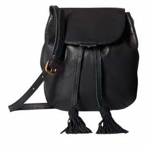 Lucky Brand Black Leather Jordan Mini Crossbody Purse Bag Saddle Bag thumbnail 1