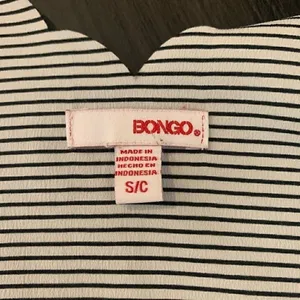 Bongo Y2K Vtg Black‎ White Stripe Crop Top Small Scalloped Oversized Festival thumbnail 2