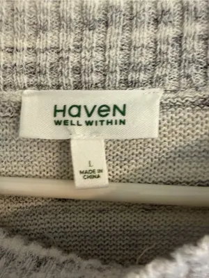 Haven Well Within Organic Cotton Knit Sweater Tee Gray Stripe Large‎ thumbnail 3