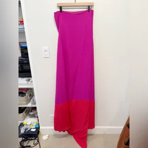 JENNI KAYNE Silk Strapless Maxi Dress in Fuchsia Pink and Red NWT Medium‎ thumbnail 3