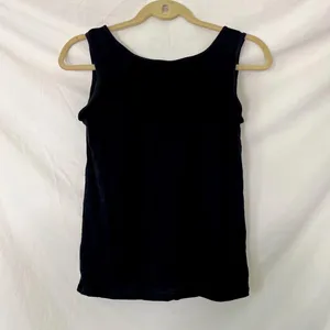 Black Ribbed Build in Bra Padded Tank Top Size XL thumbnail 3