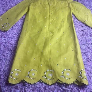 Saks 5th Avenue Vintage Embroidered Yellow Dress thumbnail 3