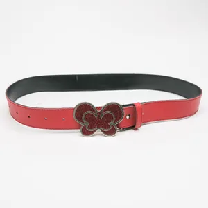 Vintage 90s Red Belt with Sparkly Butterfly Buckle thumbnail 3