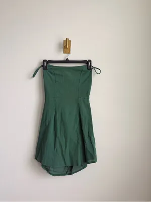Oh Polly Dark Green Strappy Back Cotton Mini Dress Size 8 thumbnail 6