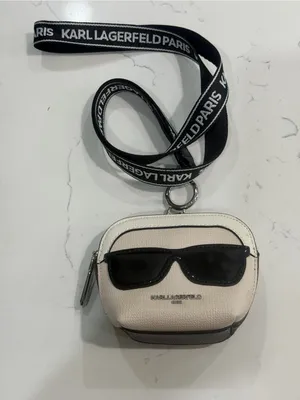 Karl Lagerfeld White & Black Key Card Pouch with Branded Lanyard thumbnail 2