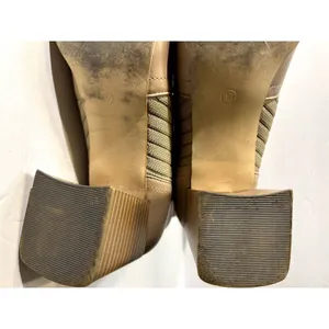 COPY - Sock/Leather Bootie in Beige Size10 Chunky Heel, Sq. Toe Women's thumbnail 4