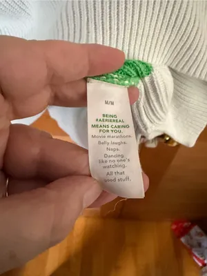 Aerie oversized cropped 1/4 zip Striped Sweater white and green size Med thumbnail 5