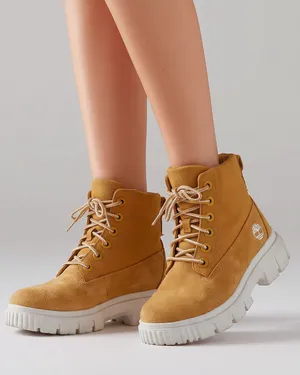 Timberland Women's Greyfield Wheat Suede Lace-Up Lug Moto Boots sz 8 thumbnail 1