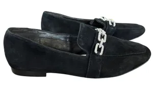 ALDO Embellished Suede Loafers Sz 8‎ Black Dressy thumbnail 1