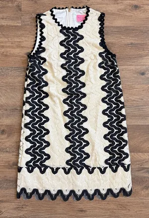 Kate Spade New York Women’s 4 Black Ivory Lace Shift Dress Scalloped thumbnail 1