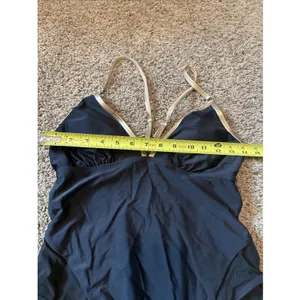 Cupshe Gold Standard Black One-Piece Swimsuit Black W Gold Straps Medium NWT thumbnail 3