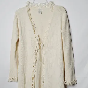 Long fringe open long sleeve sweater cardigan M thumbnail 2