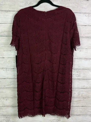 Lulus Take Me to Brunch Burgundy Lace Shift Dress Size XL thumbnail 5