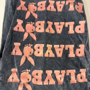 Playboy Acid Wash Graphic T-Shirt Gray Pink Bunny Logo Short Sleeve Small Grunge thumbnail 4
