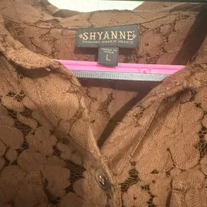 Shyanne Chocolate Lace Button-Down fringe shacket thumbnail 3