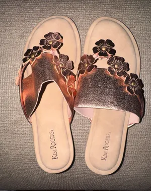 Kim Rogers Rose Gold Metallic Floral Slide Mules thumbnail 1