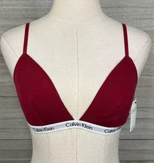 CALVIN KLEIN Unlined Triangle Bra/Bralette Burgundy-Large thumbnail 1