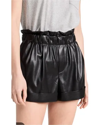 AQUA Faux Leather Shorts, High Waisted Black Size Medium thumbnail 5
